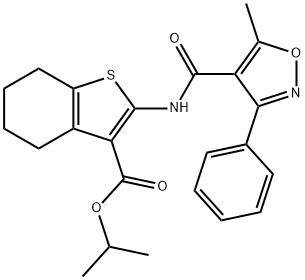 propan-2-yl 2-[(5-methyl-3-phenyl-1,2-oxazole-4-carbonyl)amino]-4,5,6,7-tetrahydro-1-benzothiophene-3-carboxylate Struktur