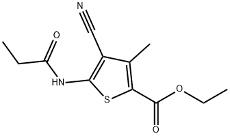 ethyl 4-cyano-3-methyl-5-(propanoylamino)thiophene-2-carboxylate Struktur