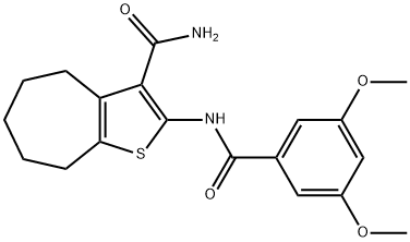 2-(3,5-dimethoxybenzamido)-5,6,7,8-tetrahydro-4H-cyclohepta[b]thiophene-3-carboxamide Struktur