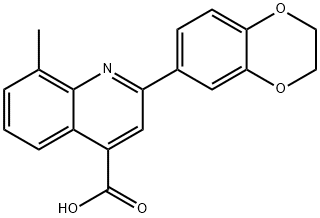 2-(2,3-dihydro-1,4-benzodioxin-6-yl)-8-methyl-4-quinolinecarboxylic acid Struktur