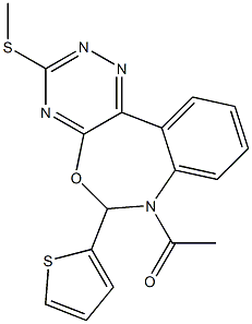 1-[3-(methylsulfanyl)-6-(thiophen-2-yl)[1,2,4]triazino[5,6-d][3,1]benzoxazepin-7(6H)-yl]ethanone Struktur