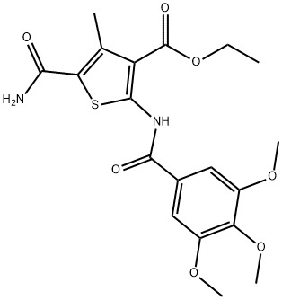 ethyl 5-carbamoyl-4-methyl-2-[(3,4,5-trimethoxybenzoyl)amino]thiophene-3-carboxylate Struktur