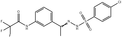 N-[3-[(Z)-N-[(4-chlorophenyl)sulfonylamino]-C-methylcarbonimidoyl]phenyl]-2,2,2-trifluoroacetamide Struktur