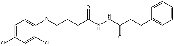 4-(2,4-dichlorophenoxy)-N'-(3-phenylpropanoyl)butanohydrazide Struktur