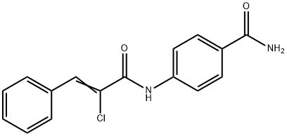 4-[(2-chloro-3-phenylacryloyl)amino]benzamide Struktur