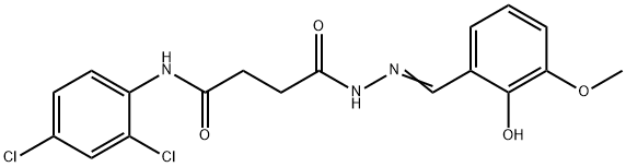 N-(2,4-dichlorophenyl)-4-[2-(2-hydroxy-3-methoxybenzylidene)hydrazino]-4-oxobutanamide Struktur