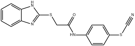 [4-[[2-(1H-benzimidazol-2-ylsulfanyl)acetyl]amino]phenyl] thiocyanate Struktur