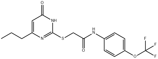 2-[(4-oxo-6-propyl-1H-pyrimidin-2-yl)sulfanyl]-N-[4-(trifluoromethoxy)phenyl]acetamide Struktur