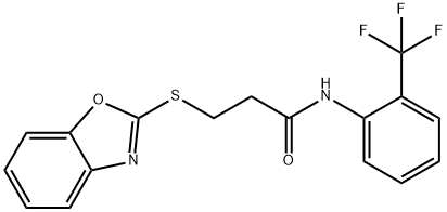 3-(1,3-benzoxazol-2-ylsulfanyl)-N-[2-(trifluoromethyl)phenyl]propanamide Struktur