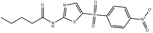 N-(5-((4-nitrophenyl)sulfonyl)thiazol-2-yl)pentanamide Struktur