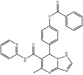 4-(5-methyl-6-(pyridin-2-ylcarbamoyl)-4,7-dihydro-[1,2,4]triazolo[1,5-a]pyrimidin-7-yl)phenyl benzoate Struktur