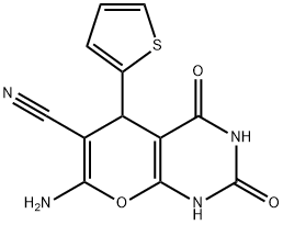 7-amino-2,4-dioxo-5-thiophen-2-yl-1,5-dihydropyrano[2,3-d]pyrimidine-6-carbonitrile Struktur