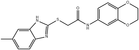 N-(2,3-dihydro-1,4-benzodioxin-6-yl)-2-[(5-methyl-1H-benzimidazol-2-yl)sulfanyl]acetamide Struktur