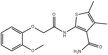 2-{[(2-methoxyphenoxy)acetyl]amino}-4,5-dimethyl-3-thiophenecarboxamide Struktur