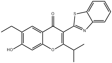 3-(benzo[d]thiazol-2-yl)-6-ethyl-7-hydroxy-2-isopropyl-4H-chromen-4-one Struktur