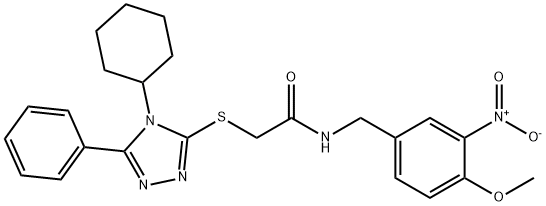 2-[(4-cyclohexyl-5-phenyl-4H-1,2,4-triazol-3-yl)sulfanyl]-N-(4-methoxy-3-nitrobenzyl)acetamide Struktur