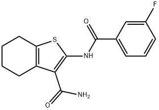 2-{[(3-fluorophenyl)carbonyl]amino}-4,5,6,7-tetrahydro-1-benzothiophene-3-carboxamide Struktur