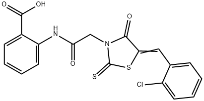 (Z)-2-(2-(5-(2-chlorobenzylidene)-4-oxo-2-thioxothiazolidin-3-yl)acetamido)benzoic acid Struktur