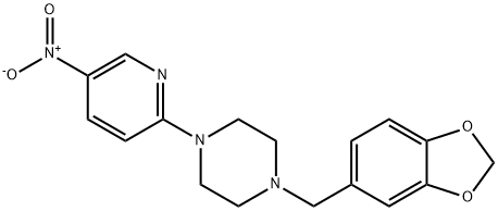 1-Benzo[1,3]dioxol-5-ylmethyl-4-(5-nitro-pyridin-2-yl)-piperazine Struktur