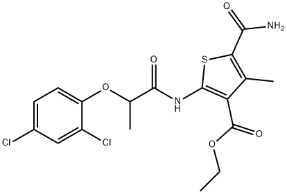 ethyl 5-carbamoyl-2-[2-(2,4-dichlorophenoxy)propanoylamino]-4-methylthiophene-3-carboxylate Struktur