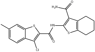 N-(3-carbamoyl-4,5,6,7-tetrahydro-1-benzothiophen-2-yl)-3-chloro-6-methyl-1-benzothiophene-2-carboxamide Struktur