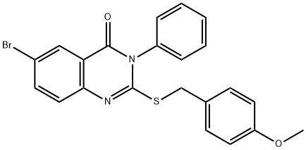 6-bromo-2-[(4-methoxyphenyl)methylsulfanyl]-3-phenylquinazolin-4-one Struktur