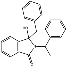 3-benzyl-3-hydroxy-2-(1-phenylethyl)-2,3-dihydro-1H-isoindol-1-one Struktur