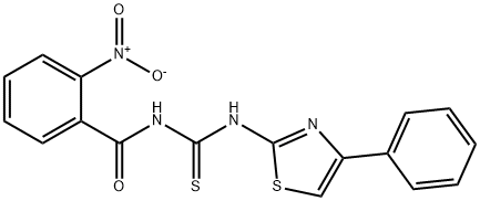 2-nitro-N-{[(4-phenyl-1,3-thiazol-2-yl)amino]carbonothioyl}benzamide Struktur