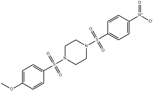 1-[(4-methoxyphenyl)sulfonyl]-4-[(4-nitrophenyl)sulfonyl]piperazine Struktur