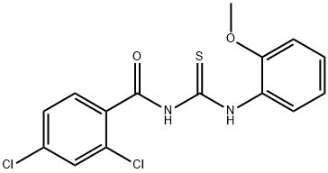 2,4-dichloro-N-{[(2-methoxyphenyl)amino]carbonothioyl}benzamide Struktur