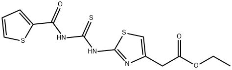 ethyl 2-(2-(3-(thiophene-2-carbonyl)thioureido)thiazol-4-yl)acetate Struktur