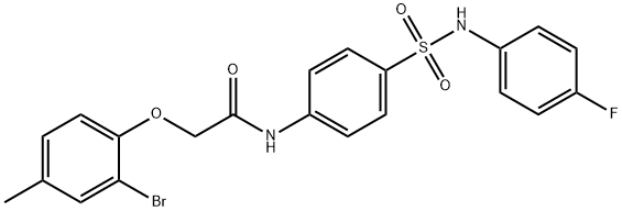 2-(2-bromo-4-methylphenoxy)-N-(4-{[(4-fluorophenyl)amino]sulfonyl}phenyl)acetamide Struktur