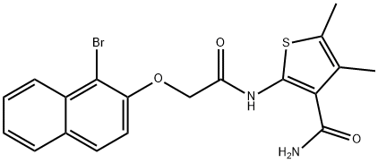 2-({[(1-bromo-2-naphthyl)oxy]acetyl}amino)-4,5-dimethyl-3-thiophenecarboxamide Struktur