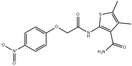 4,5-dimethyl-2-{[(4-nitrophenoxy)acetyl]amino}-3-thiophenecarboxamide Struktur