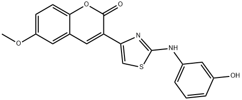 3-(2-((3-hydroxyphenyl)amino)thiazol-4-yl)-6-methoxy-2H-chromen-2-one Struktur