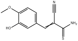 2-cyano-3-(3-hydroxy-4-methoxyphenyl)-2-propenethioamide Struktur