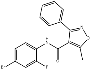 N-(4-bromo-2-fluorophenyl)-5-methyl-3-phenyl-1,2-oxazole-4-carboxamide Struktur