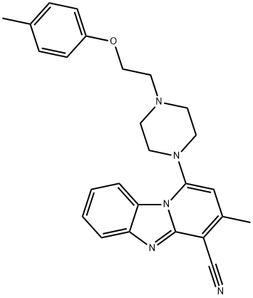 3-methyl-1-(4-(2-(p-tolyloxy)ethyl)piperazin-1-yl)benzo[4,5]imidazo[1,2-a]pyridine-4-carbonitrile Struktur