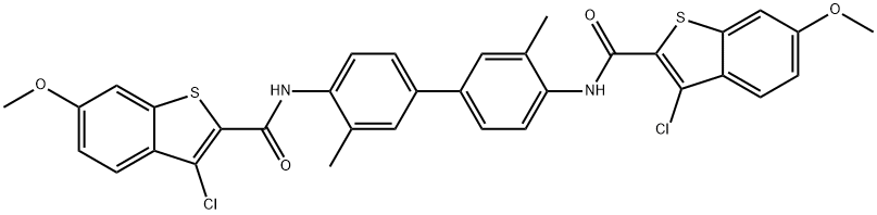 N,N'-(3,3'-dimethyl-4,4'-biphenyldiyl)bis(3-chloro-6-methoxy-1-benzothiophene-2-carboxamide) Struktur