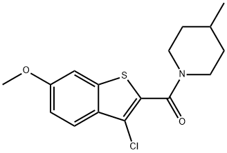 1-[(3-chloro-6-methoxy-1-benzothien-2-yl)carbonyl]-4-methylpiperidine Struktur