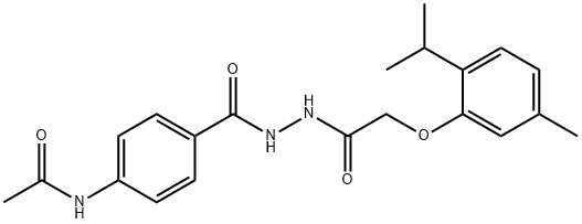 N-[4-({2-[(2-isopropyl-5-methylphenoxy)acetyl]hydrazino}carbonyl)phenyl]acetamide Struktur