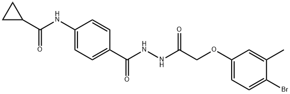 N-[4-({2-[(4-bromo-3-methylphenoxy)acetyl]hydrazino}carbonyl)phenyl]cyclopropanecarboxamide Struktur