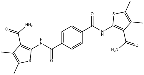 N,N'-bis[3-(aminocarbonyl)-4,5-dimethyl-2-thienyl]terephthalamide Struktur