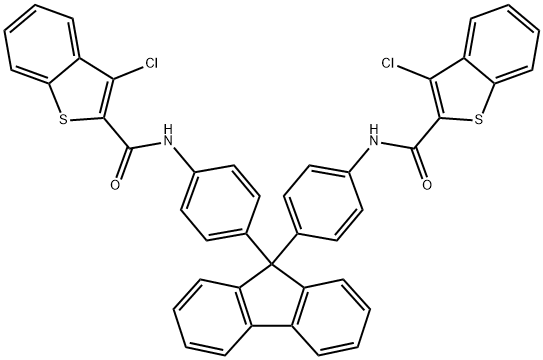 N,N'-[9H-fluorene-9,9-diylbis(4,1-phenylene)]bis(3-chloro-1-benzothiophene-2-carboxamide) Struktur