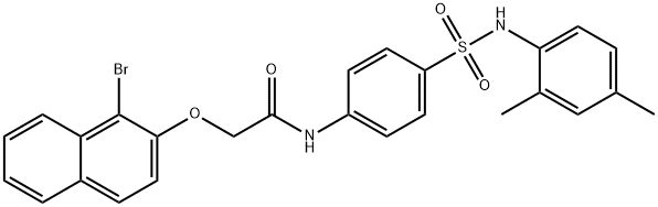 2-[(1-bromo-2-naphthyl)oxy]-N-(4-{[(2,4-dimethylphenyl)amino]sulfonyl}phenyl)acetamide Struktur