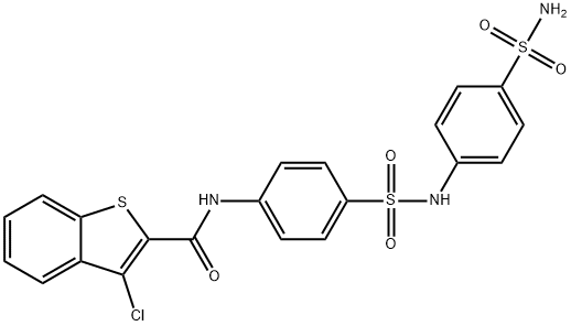 N-[4-({[4-(aminosulfonyl)phenyl]amino}sulfonyl)phenyl]-3-chloro-1-benzothiophene-2-carboxamide Struktur