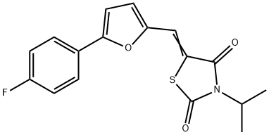 (5E)-5-{[5-(4-fluorophenyl)furan-2-yl]methylidene}-3-(propan-2-yl)-1,3-thiazolidine-2,4-dione Struktur