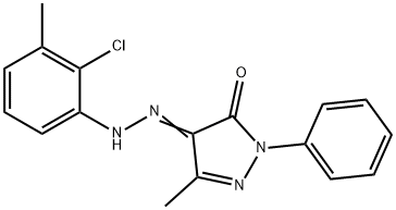 4-[(2-chloro-3-methylphenyl)hydrazono]-5-methyl-2-phenyl-2,4-dihydro-3H-pyrazol-3-one Struktur