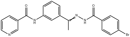 N-[3-[(E)-N-[(4-bromobenzoyl)amino]-C-methylcarbonimidoyl]phenyl]pyridine-3-carboxamide Struktur