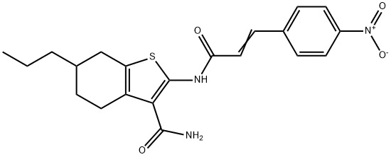 2-[[(E)-3-(4-nitrophenyl)prop-2-enoyl]amino]-6-propyl-4,5,6,7-tetrahydro-1-benzothiophene-3-carboxamide Struktur